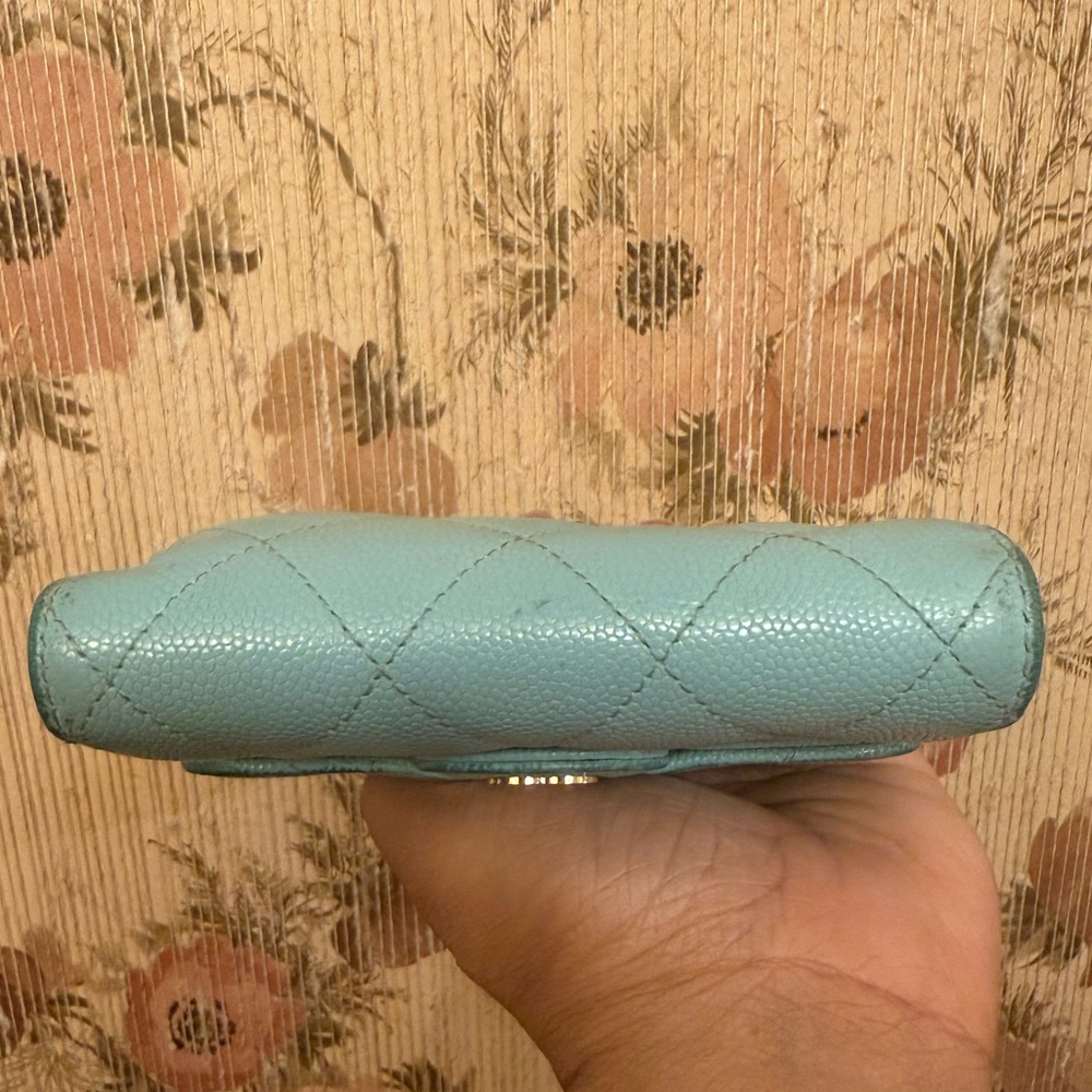 CHANEL Tiffany Blue Quilted Caviar Leather Compact Leather Wallet - Picture 10 of 17